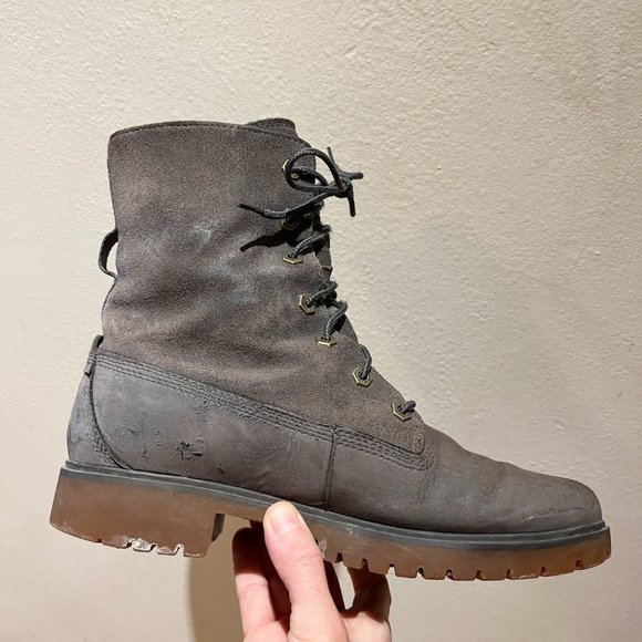 Grey Waterproof Fold-Down Boots - Leather - Timberland - Size 9 Women’s - Picture 5 of 12